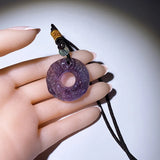 Fluorite Stone Pixiu Pendant Sweater Chain Necklace Crystal Jewelry
