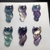 Fluorite Nine-Tailed Fox Pendant Necklace Fox Fairy Peach Blossom
