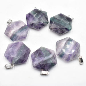 Fluorite Stone Necklace Pendant for Jewelry Making DIY 6pcs/lot