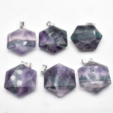 Fluorite Stone Necklace Pendant for Jewelry Making DIY 6pcs/lot