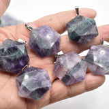 Fluorite Stone Necklace Pendant for Jewelry Making DIY 6pcs/lot