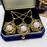 Aurora Pearl Mountain Camellia Women 18KGP Pendant Necklace