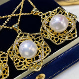 Aurora Pearl Mountain Camellia Women 18KGP Pendant Necklace