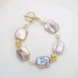 Baroque Pearl Bracelet Square Pearls 14k Filled OT Buckle Bracelet 16-18cm HI