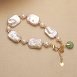 Baroque Pearl Bracelet Square Pearls 14k Filled OT Buckle Bracelet 16-18cm HI