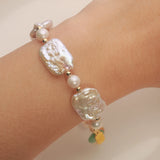 Baroque Pearl Bracelet Square Pearls 14k Filled OT Buckle Bracelet 16-18cm HI