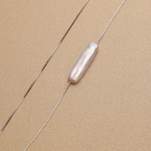 Baroque Silver Pearl Pendant Necklace S925 Sterling Silver