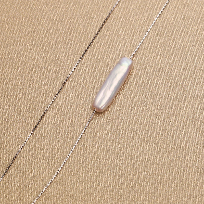 Baroque Silver Pearl Pendant Necklace S925 Sterling Silver