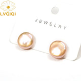 Freshwater Pearl Earrings Baroque Disc Shape Women's Jewelry Wedding Gift
