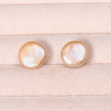 Freshwater Pearl Earrings Baroque Disc Shape Women's Jewelry Wedding Gift