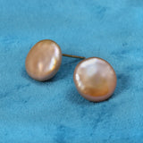 Freshwater Pearl Earrings Baroque Disc Shape Women's Jewelry Wedding Gift