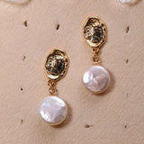 Baroque Round Freshwater Pearl Earrings for Women