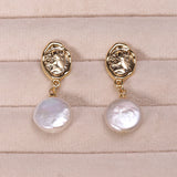Baroque Round Freshwater Pearl Earrings for Women