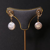 Baroque Round Freshwater Pearl Earrings for Women