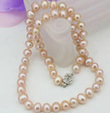 Freshwater Pink Pearl Beads Necklace 7-8mm Chain Clavicle Jewelry