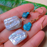 Freshwater Baroque Pearl Turquoise Earrings for Women
