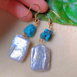 Freshwater Baroque Pearl Turquoise Earrings for Women