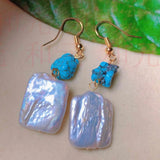 Freshwater Baroque Pearl Turquoise Earrings for Women