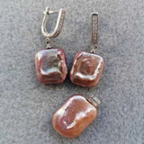 Freshwater Baroque Pearl Pendant Earring Set Jewelry Silver Choker Heart Gift