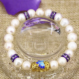 Freshwater Pearl Beads Bracelet Gold Cloisonne Jewelry 7.5inch