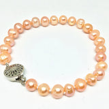 Freshwater Cultured Orange Pearl Round Beads Bracelet 7.5inch