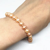 Freshwater Cultured Orange Pearl Round Beads Bracelet 7.5inch