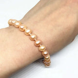 Freshwater Cultured Orange Pearl Round Beads Bracelet 7.5inch