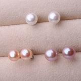 Pink Purple Freshwater Pearl 925 Silver Stud Earrings