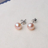 Pink Purple Freshwater Pearl 925 Silver Stud Earrings