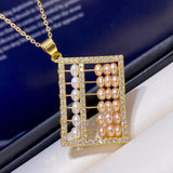 Freshwater Pearl 14K Ethnic Abacus Pendant Women's Jewelry