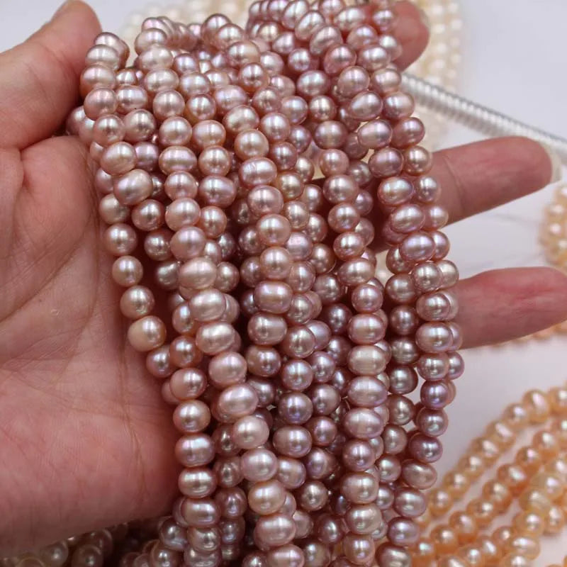 Freshwater Pearl Beads Pink Purple Oval DIY Bracelet Charm