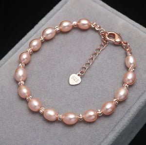 Freshwater Pearl Bracelet for Women - Adjustable Rice Beads Bracelet