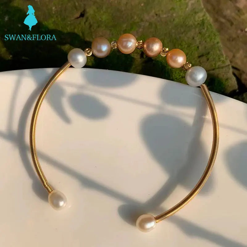 Freshwater Pearl Bracelet for Women Hand-Woven Female