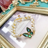 Freshwater Pearl Bracelet Women's Abalone Shell Butterfly Jewelry