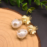 Freshwater Pearl Earrings European American Retro Gold-Plated Earrings