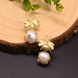 Freshwater Pearl Earrings European American Retro Gold-Plated Earrings