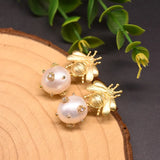 Freshwater Pearl Earrings European American Retro Gold-Plated Earrings