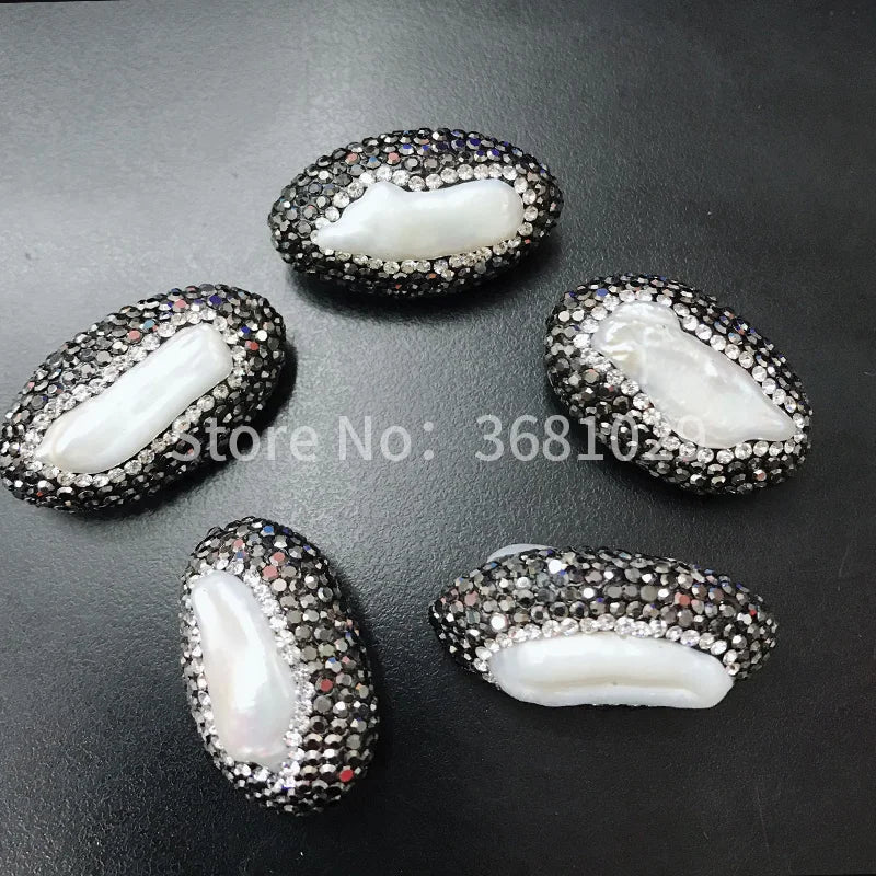 Freshwater Pearl Elliptic Pendant DIY Handmade Jewelry Accessory