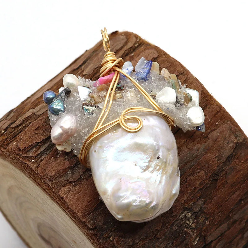 Freshwater Pearl Diamond Shaped Pendant DIY Necklace Accessory