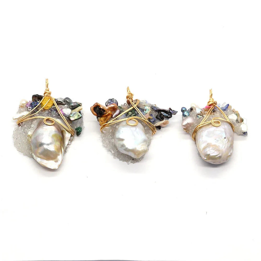 Freshwater Pearl Diamond Shaped Pendant DIY Necklace Accessory