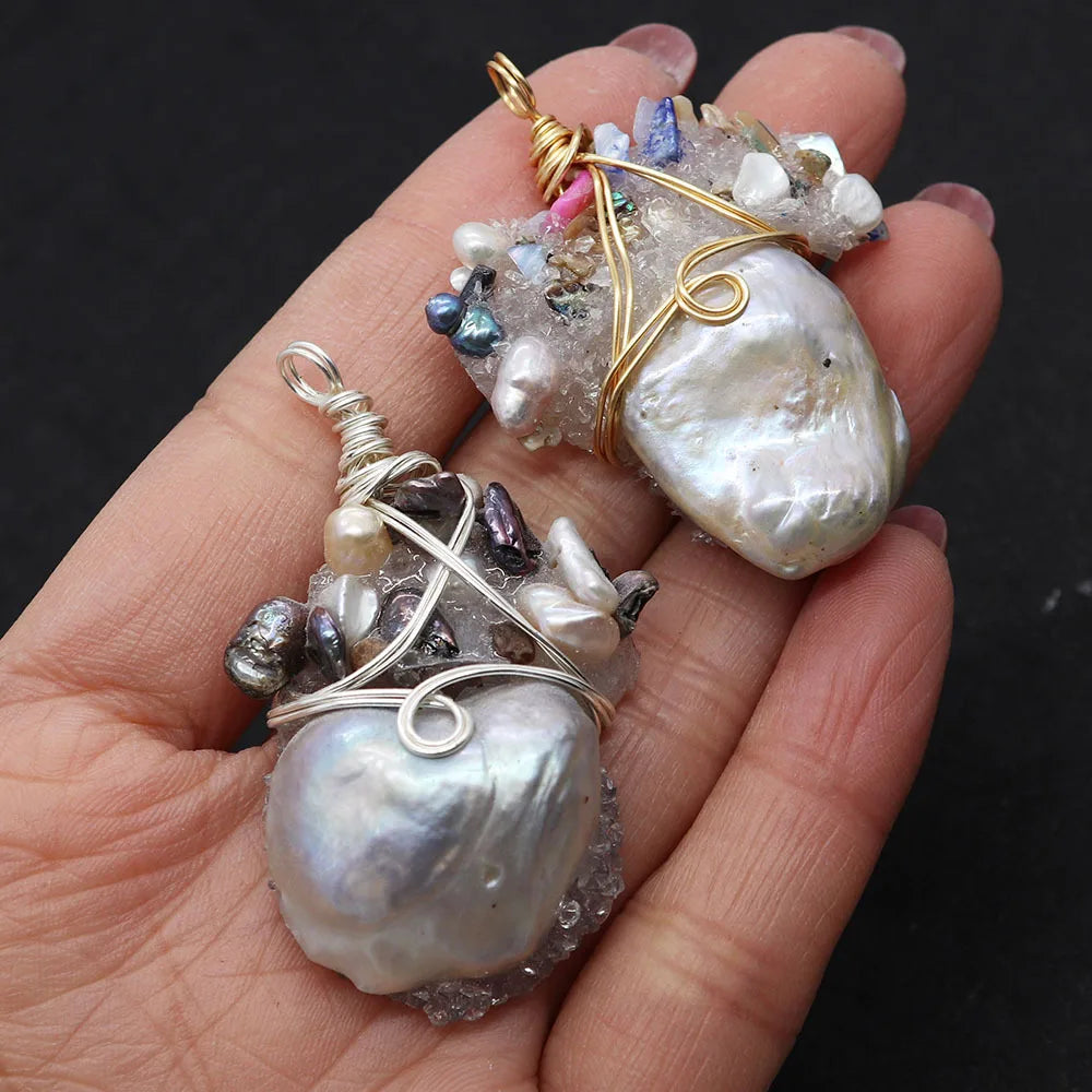 Freshwater Pearl Diamond Shaped Pendant DIY Necklace Accessory