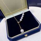 Freshwater Pearl Smile Necklace 18K Injection Gray Pearl Y Chain