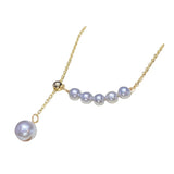 Freshwater Pearl Smile Necklace 18K Injection Gray Pearl Y Chain