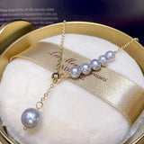 Freshwater Pearl Smile Necklace 18K Injection Gray Pearl Y Chain