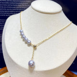 Freshwater Pearl Smile Necklace 18K Injection Gray Pearl Y Chain