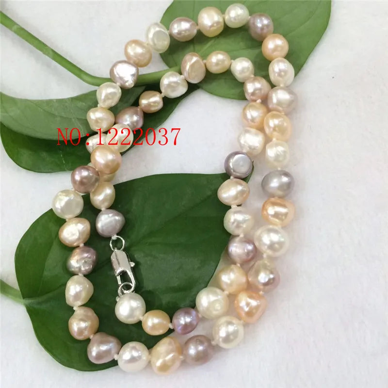 Baroque Freshwater Pearl Necklace Multicolor 8-9MM