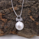 Freshwater Pearl Pendant Necklace 925 Sterling Silver Chain 8.5mm