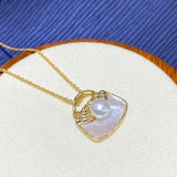 Freshwater Pearl Women's Pendant 18KGP Mother Shell Retro