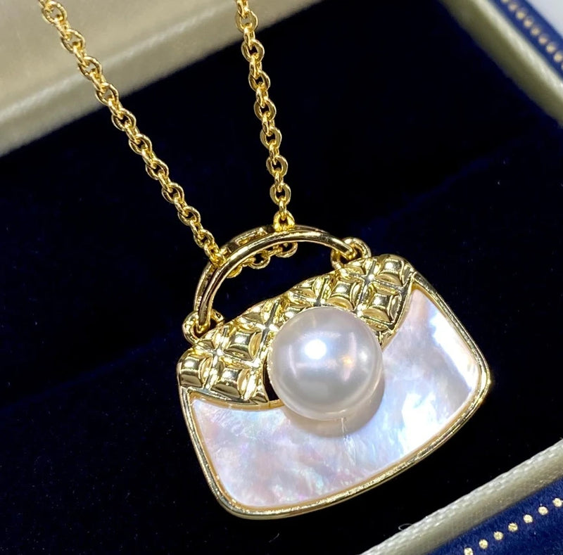 Freshwater Pearl Women's Pendant 18KGP Mother Shell Retro