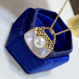 Freshwater Pearl Women's Pendant 18KGP Mother Shell Retro